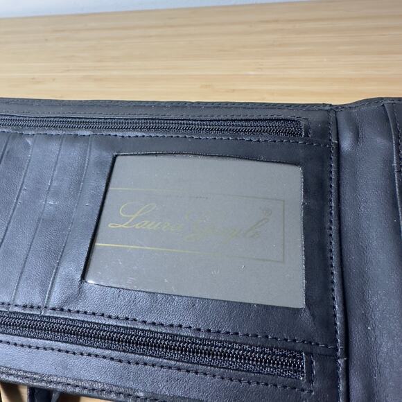 Vintage Laura Gayle Leather Wallet Black Wristlet Crossbody Deadstock NWT - Picture 9 of 10